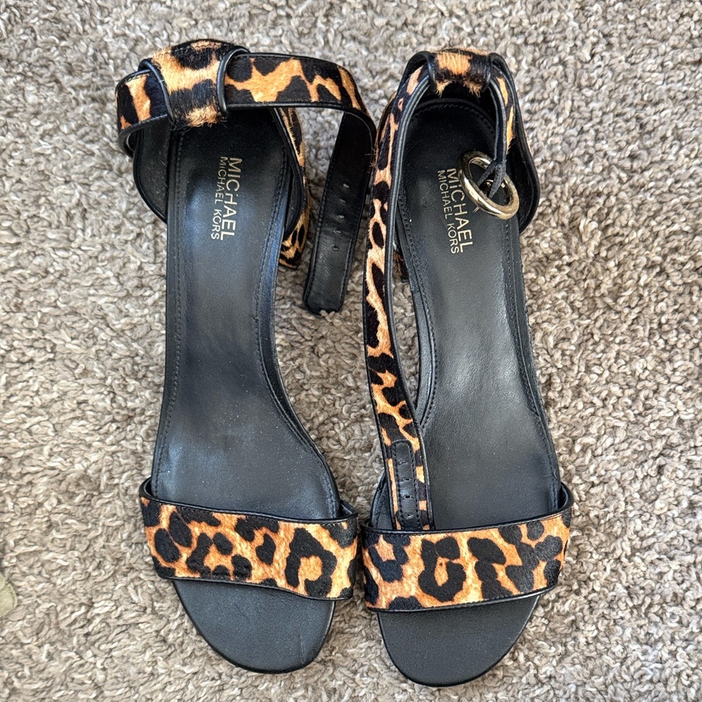 Michael Kors Lena Leopard Calf Hair Sandal